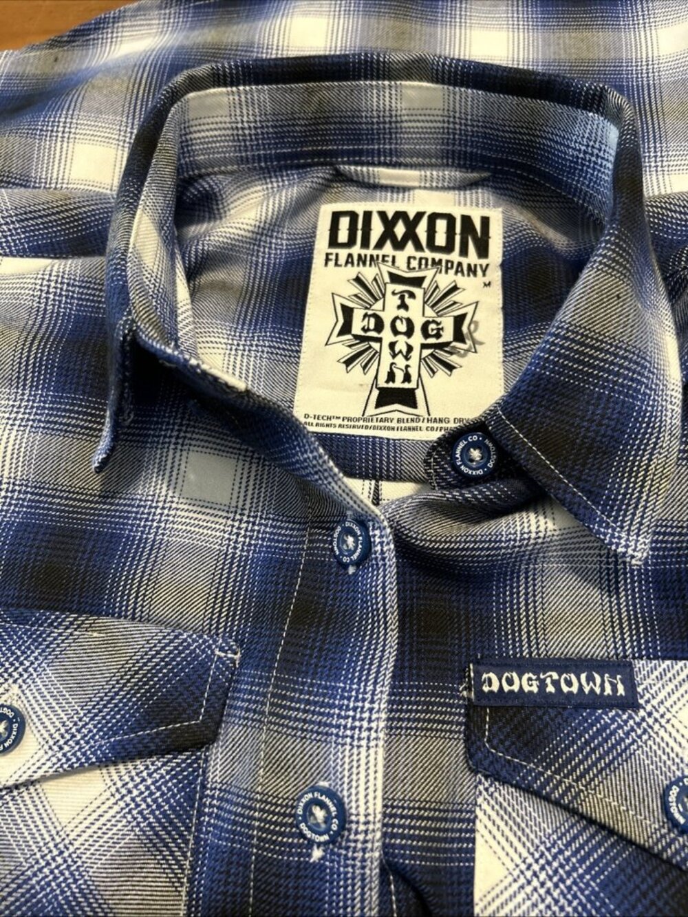Dixxon Flannel Company Dog Town Shirt Women’s M Blue Plaid Button Up Long Sleeve